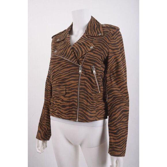 Walter Baker Womans Liz Biker Jacket Coat Size M Brown Suede Zebra NWT $698 - Picture 4 of 6